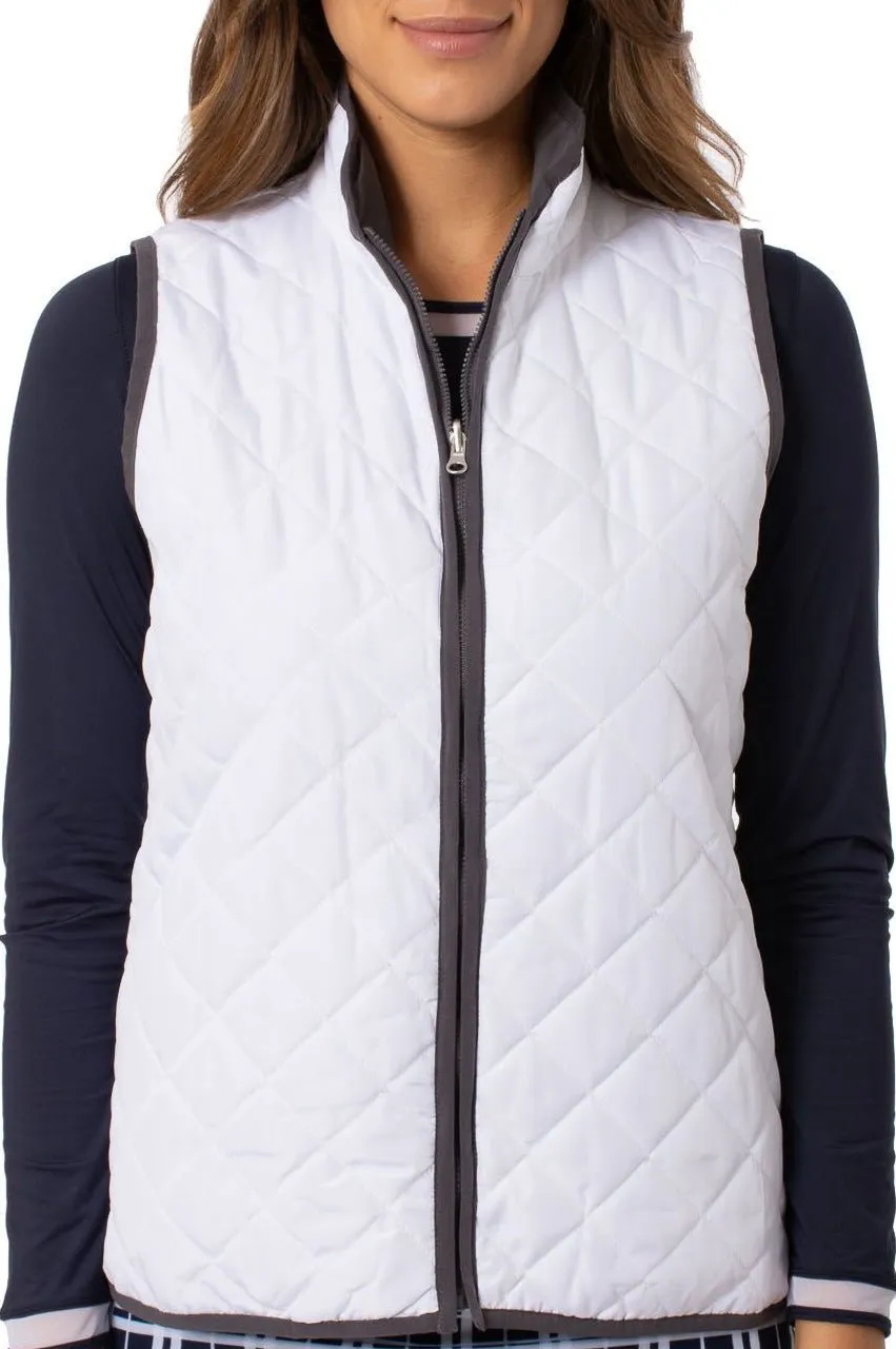 Charcoal/White Reversible Quilted Wind Vest