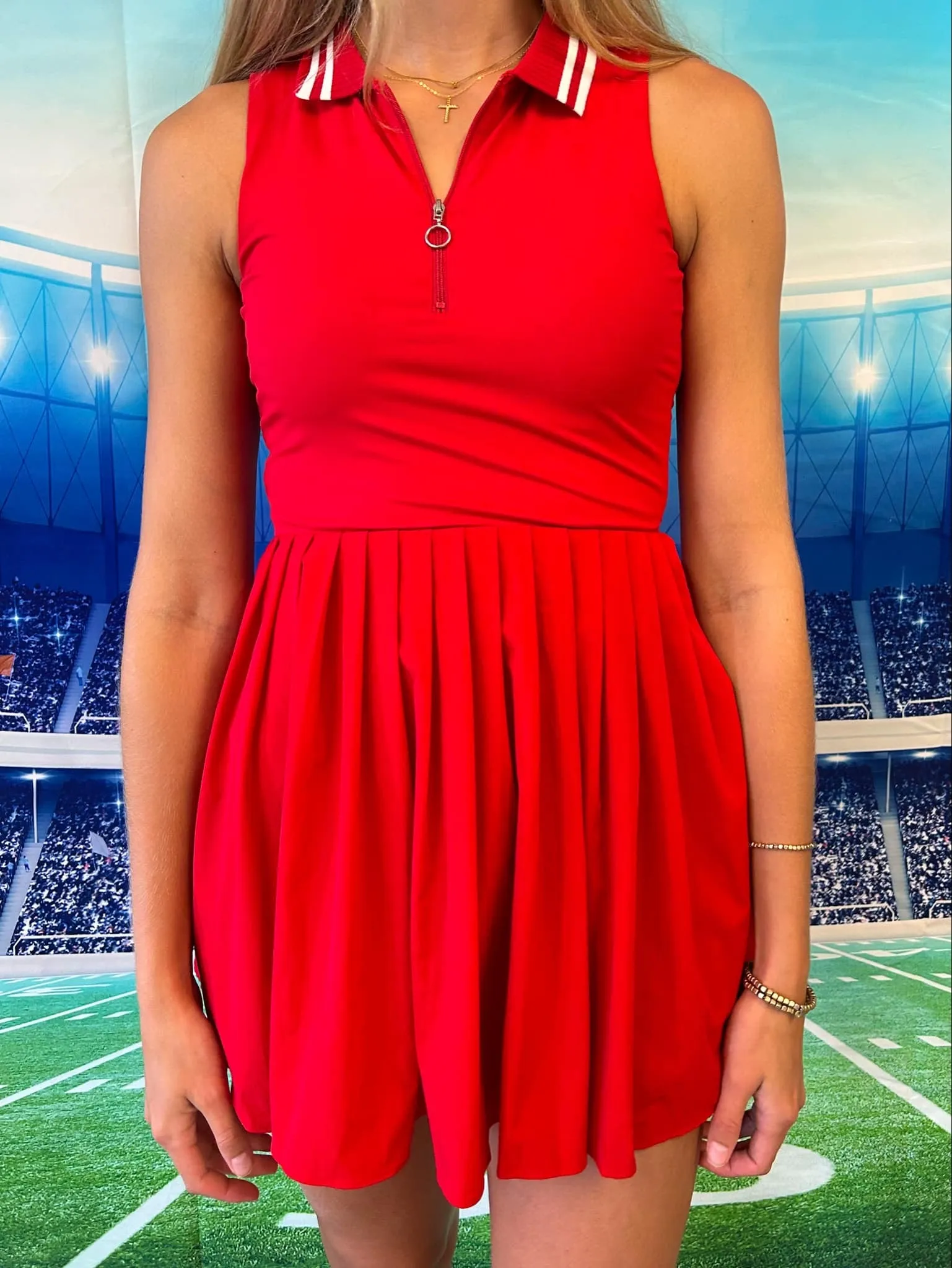 Cheer Zipper Athletic Dress | Red