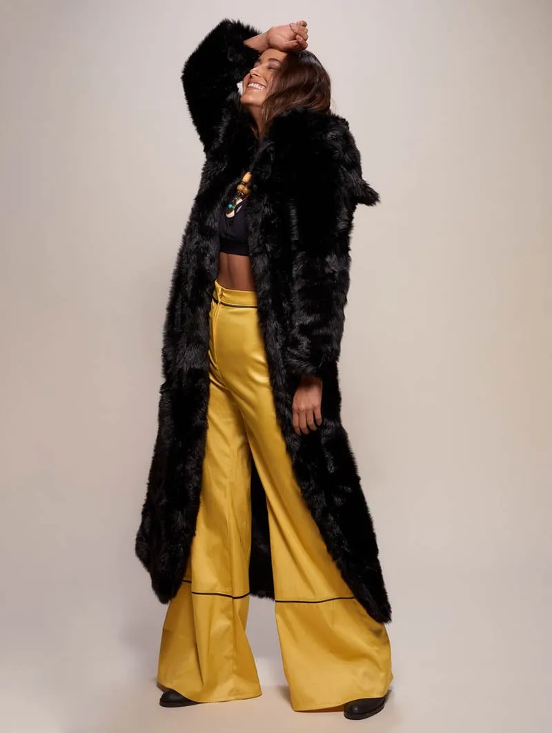 Classic Women's Long Faux Fur Coat | Black Panther