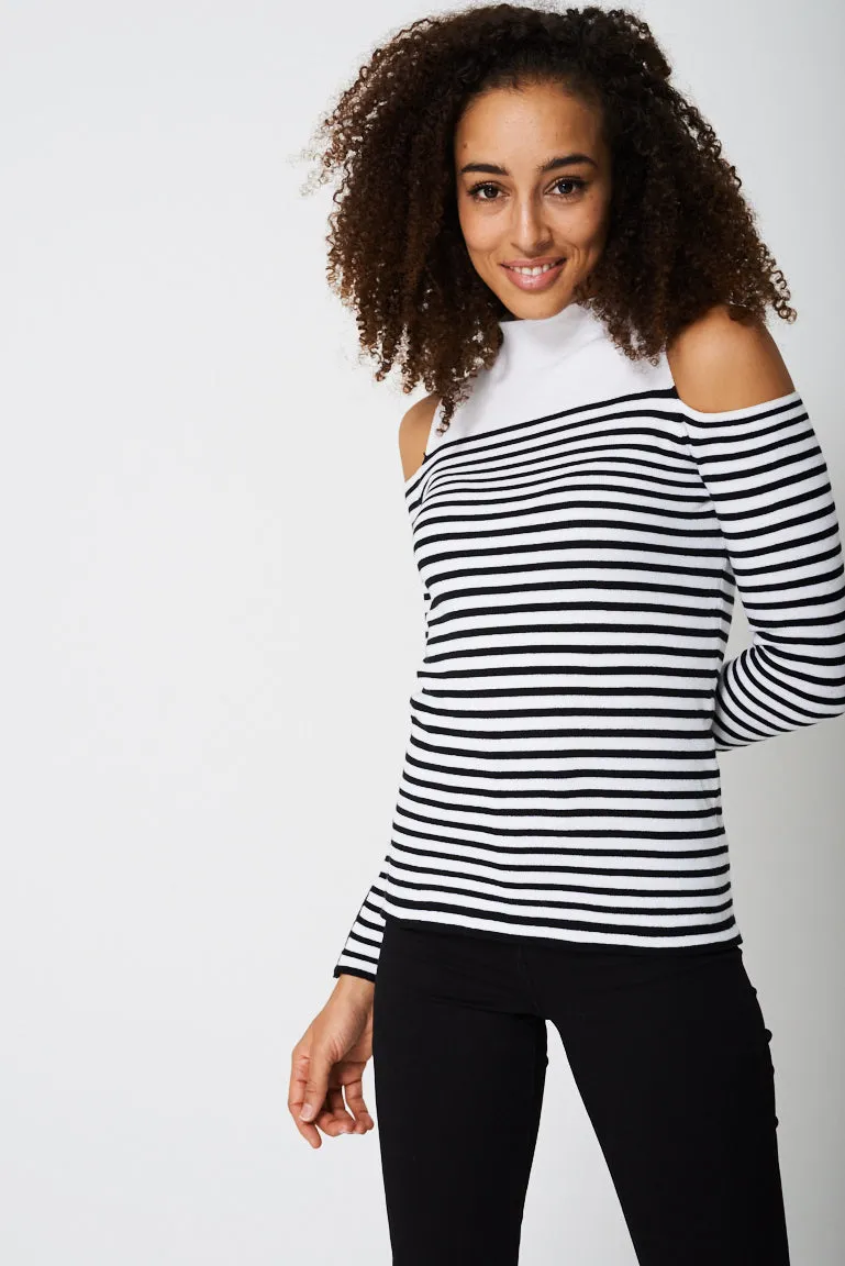 Cold Shoulder Top in Stripes