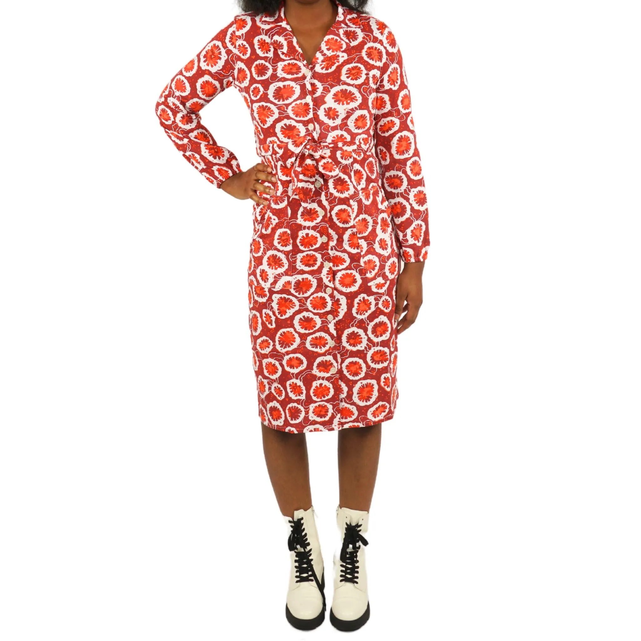 Coral Cross Section Shirt Dress [FINAL SALE]