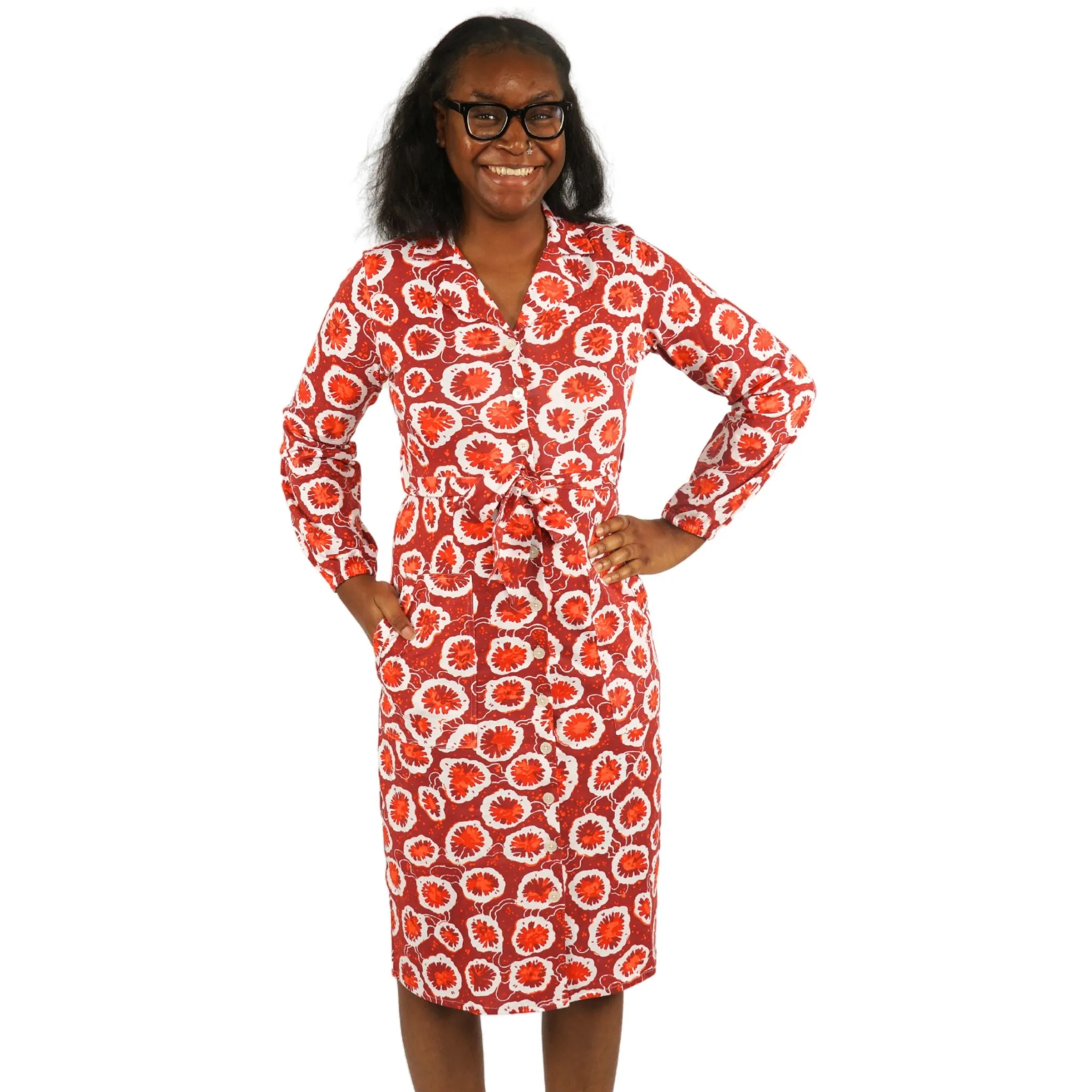 Coral Cross Section Shirt Dress [FINAL SALE]