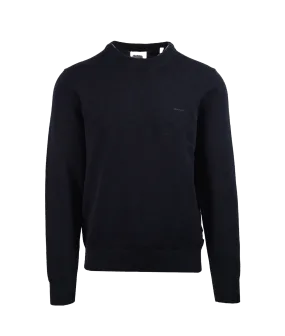 Cotton Flamme C-neck Knitwear - Navy