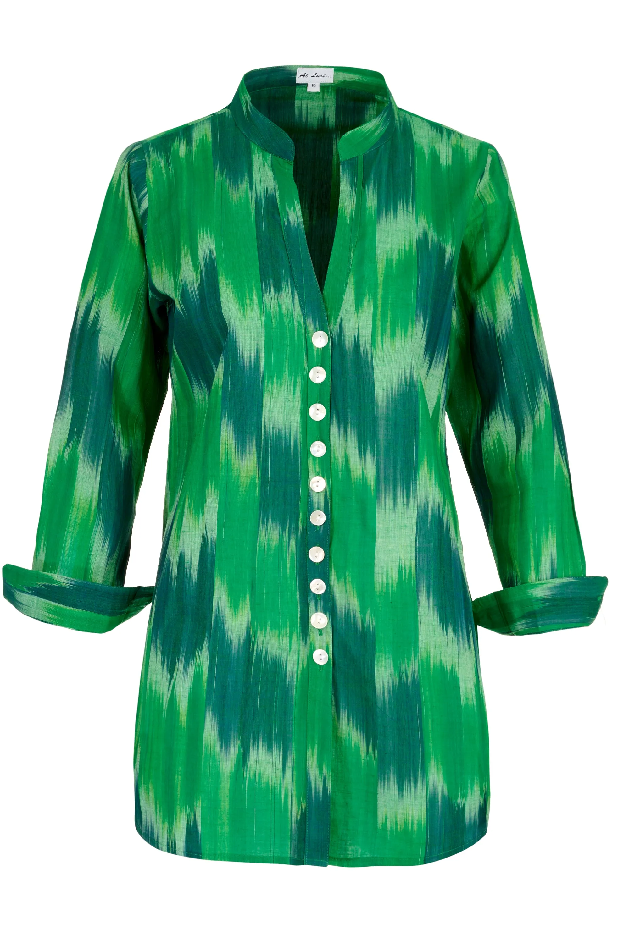 Cotton Louise Shirt in Green Clash