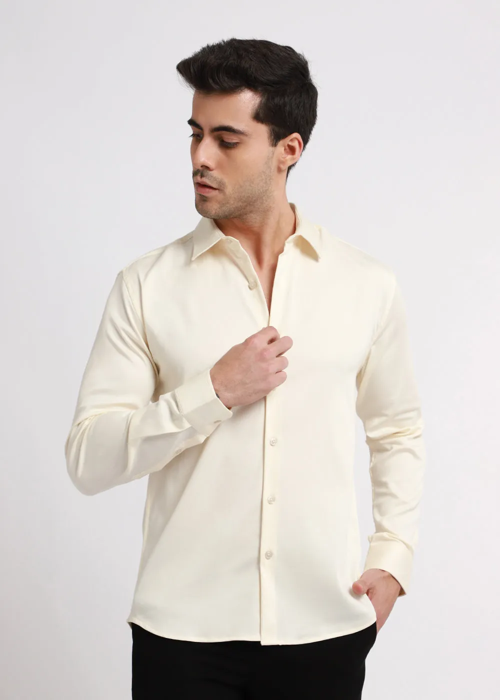 Cream Satin Shirt