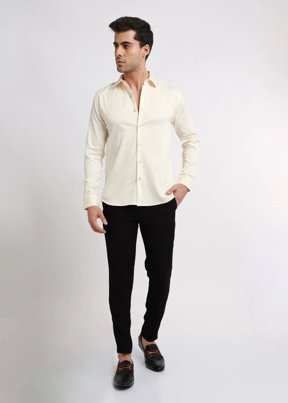 Cream Satin Shirt