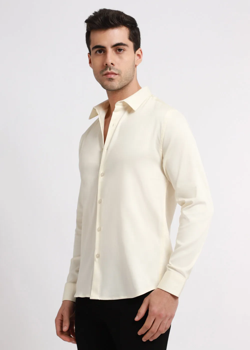 Cream Satin Shirt