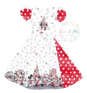 Custom Listing - Mouse Park Day - BORDER - WITHOUT PANEL Peek-a-Boo Dress