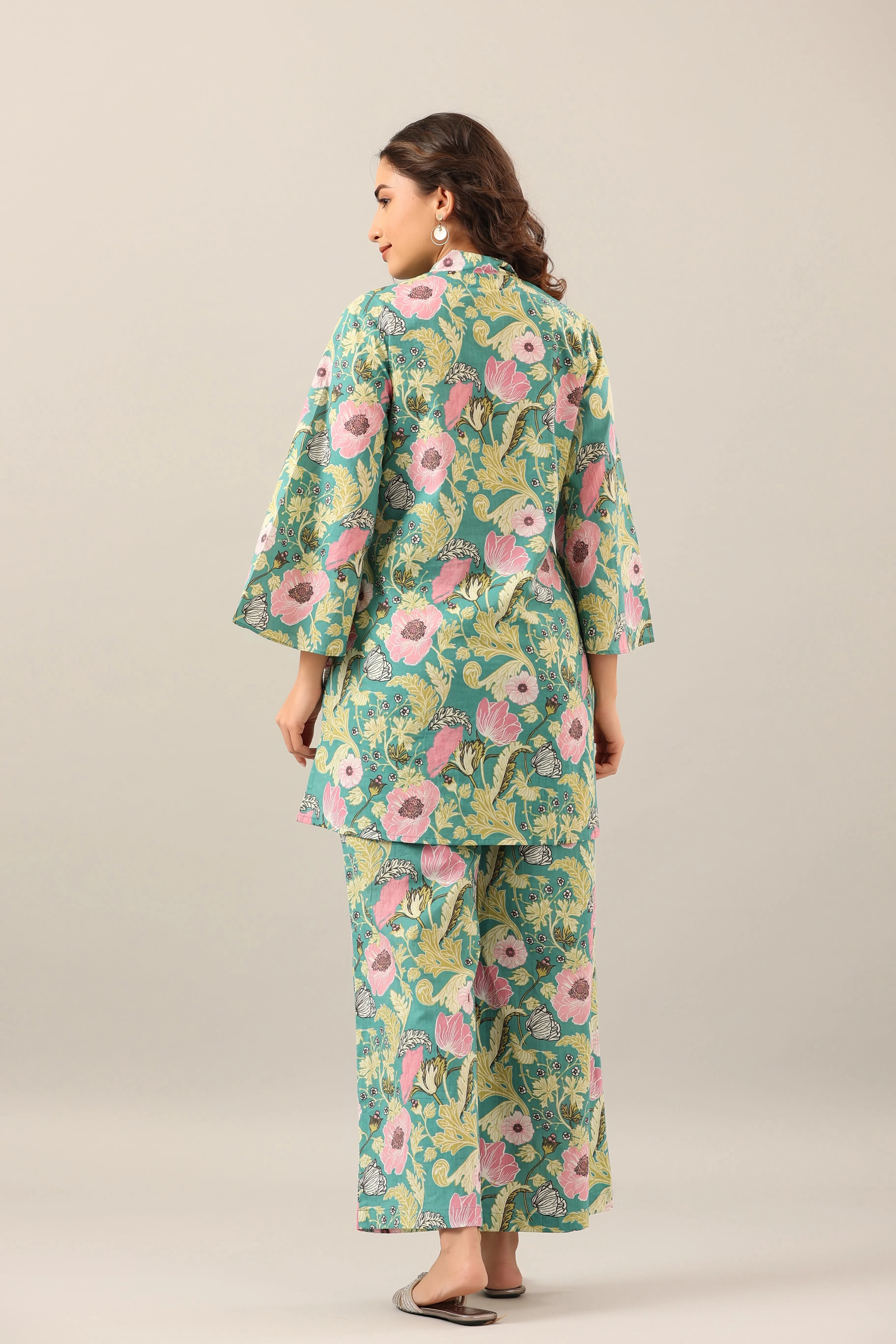 Dandelion Jaal on Green Lounge Co-ord Set