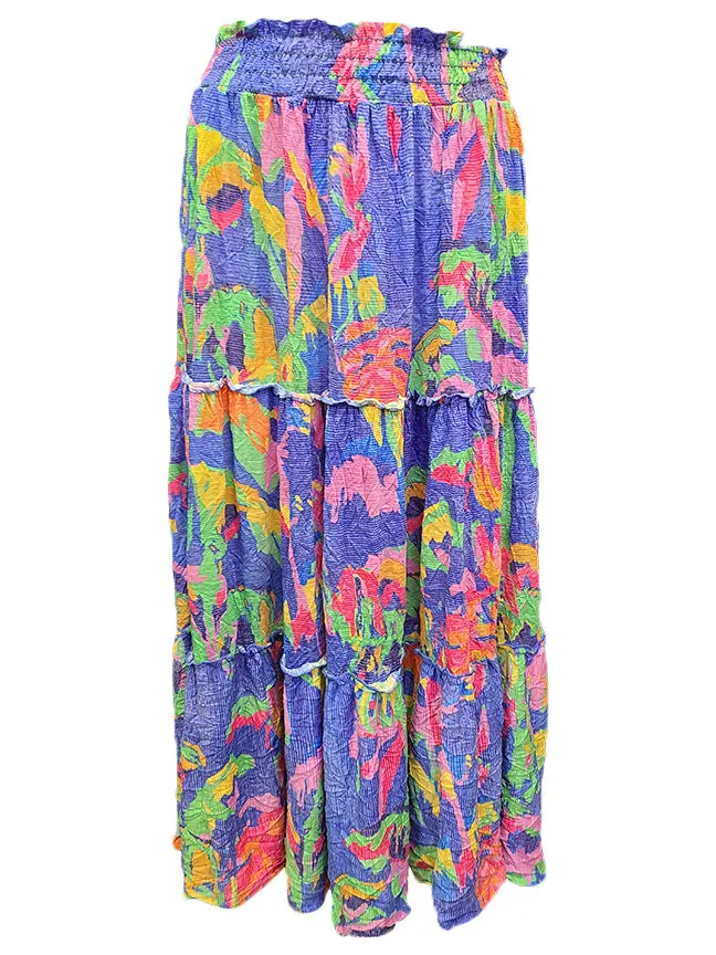 David Cline Long Skirt 91135 Petal, Lagoon, Mango, Cobalt