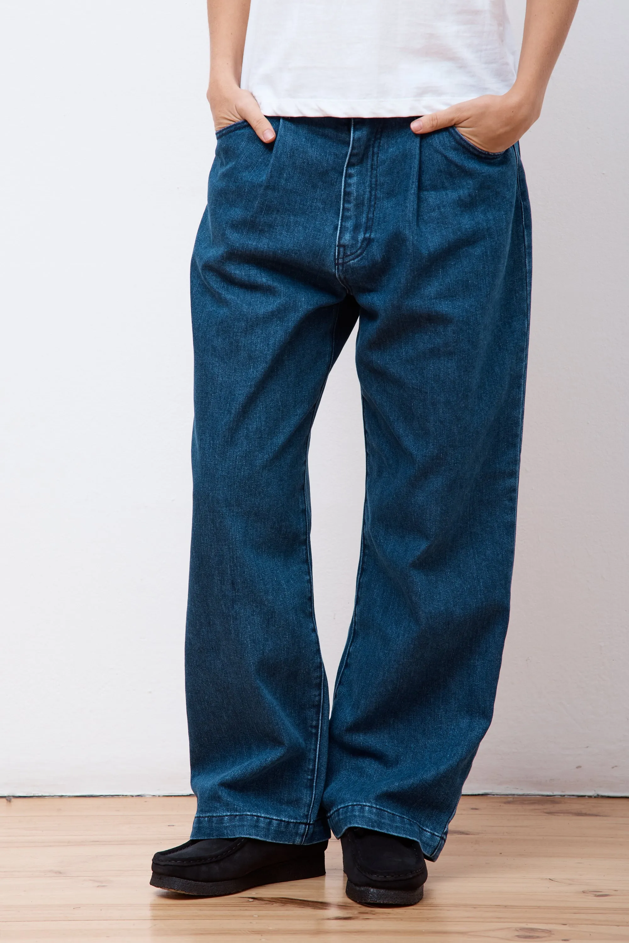 Easy Tuck Pants Light Indigo