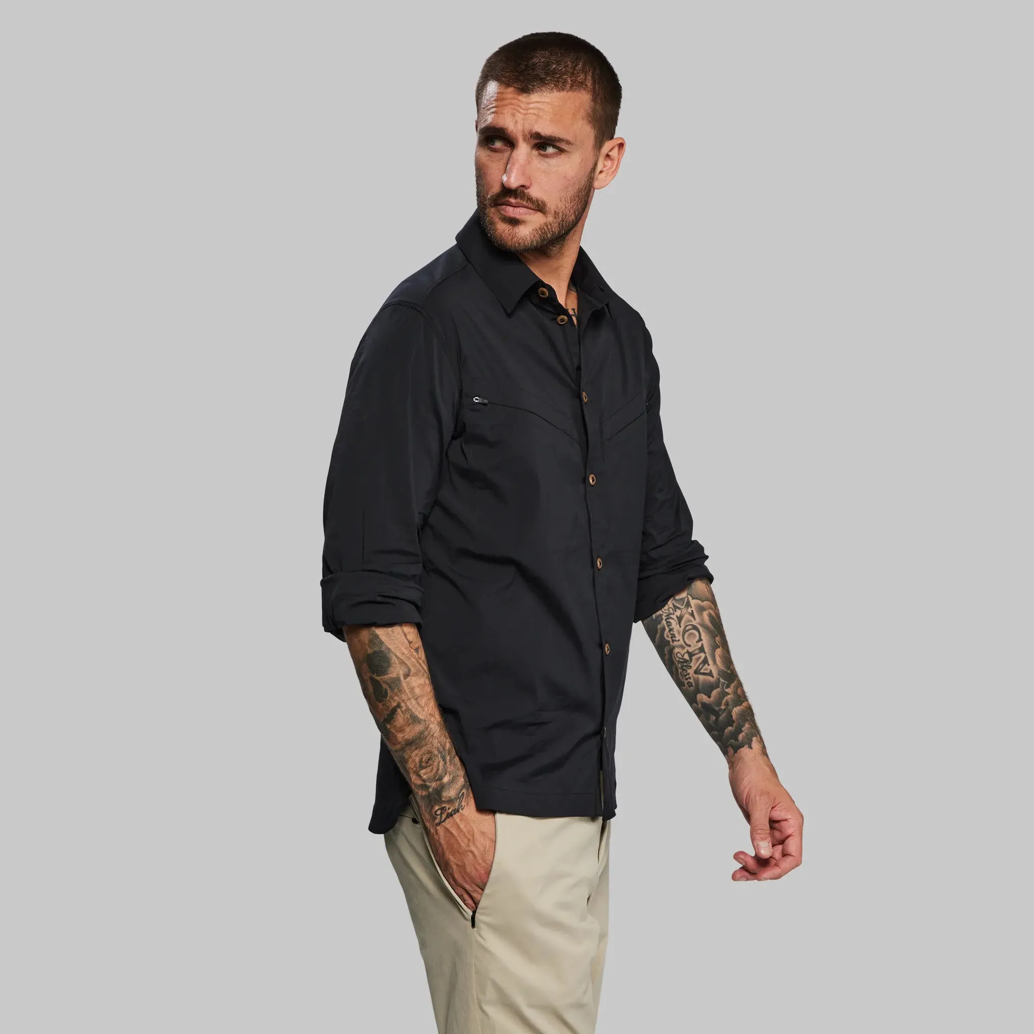 Equator Shirt with Collar. Black edition