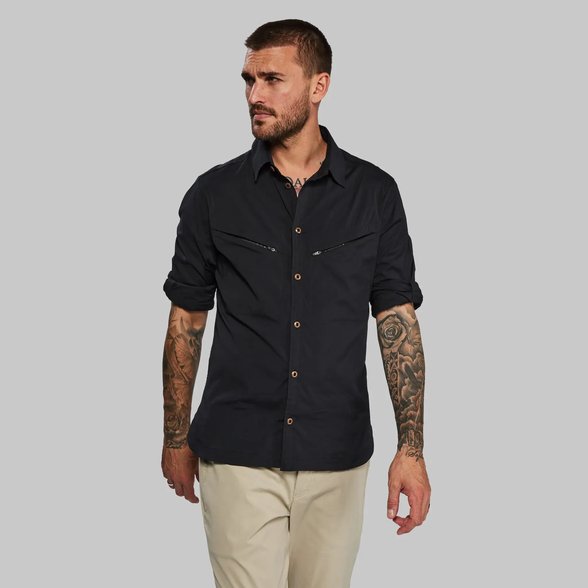 Equator Shirt with Collar. Black edition