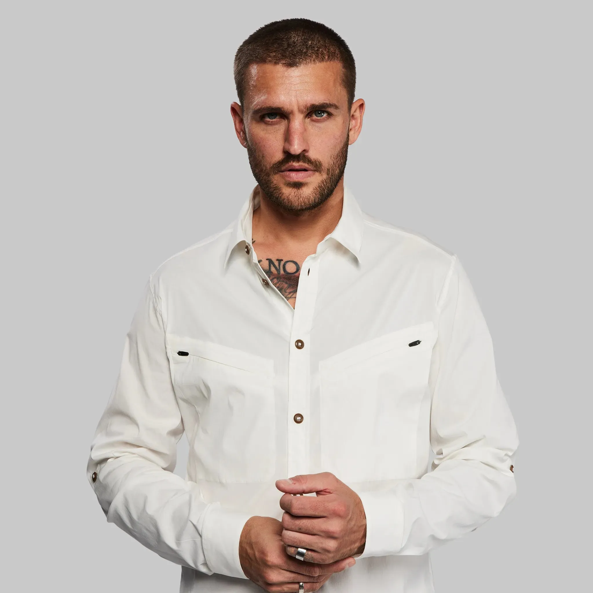 Equator Shirt with Collar. White edition