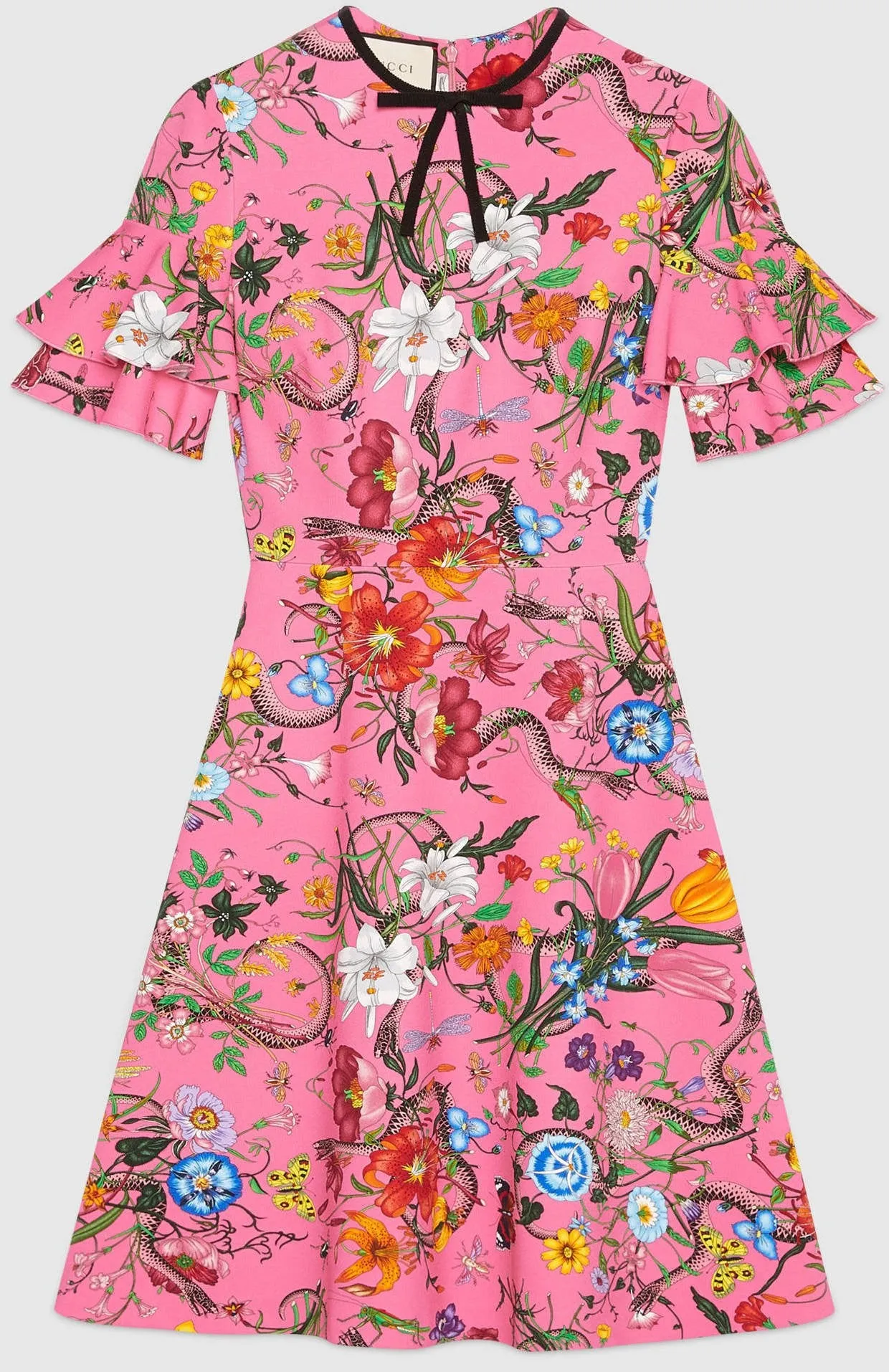 'Flora' Snake Print Dress, Pink