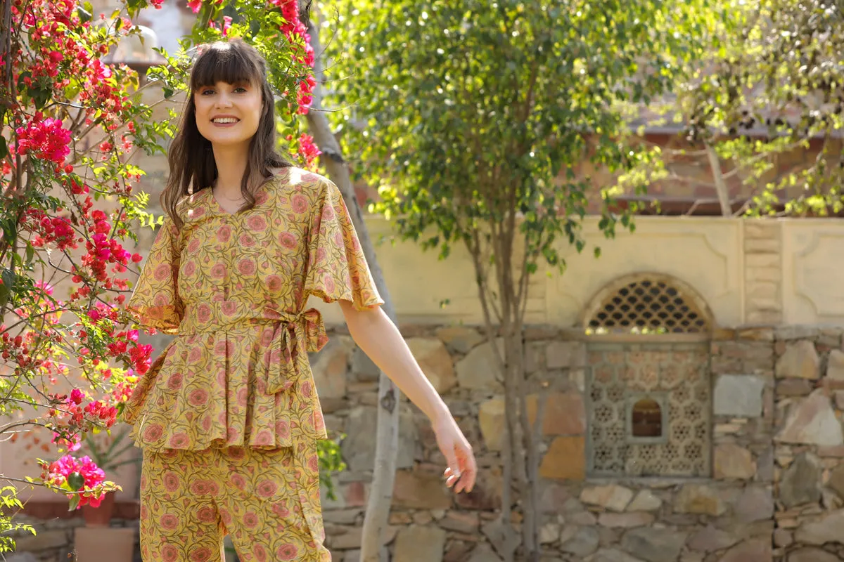 Floral Mosaic on Yellow Loungewear