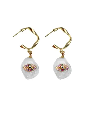 Freshwater Pearls Evil Eyes Earrings EE023