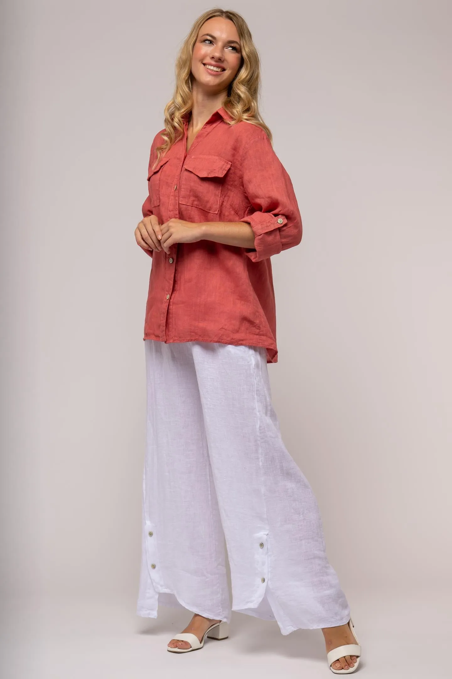 Full Sleeve Linen Collared Shirt