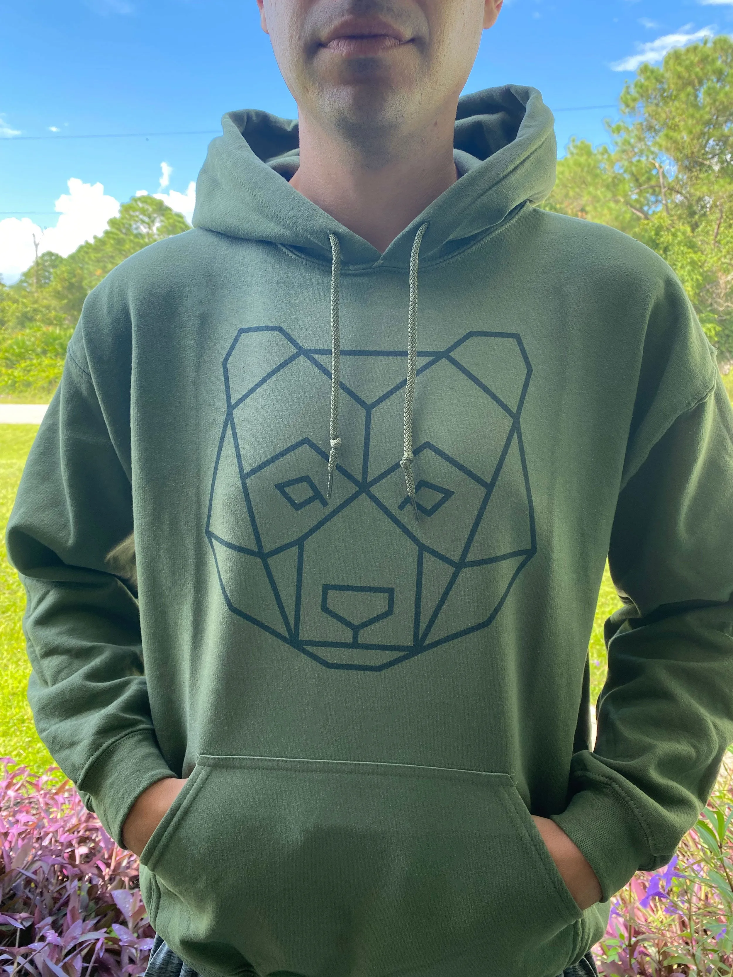 Geometric Bear Head Adult Hoodies - light or dark artwork