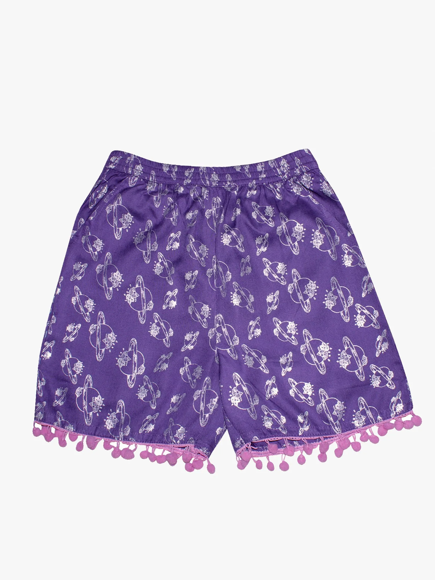 Girls Frill Shoulder Top  & AOP Print Shorts Set