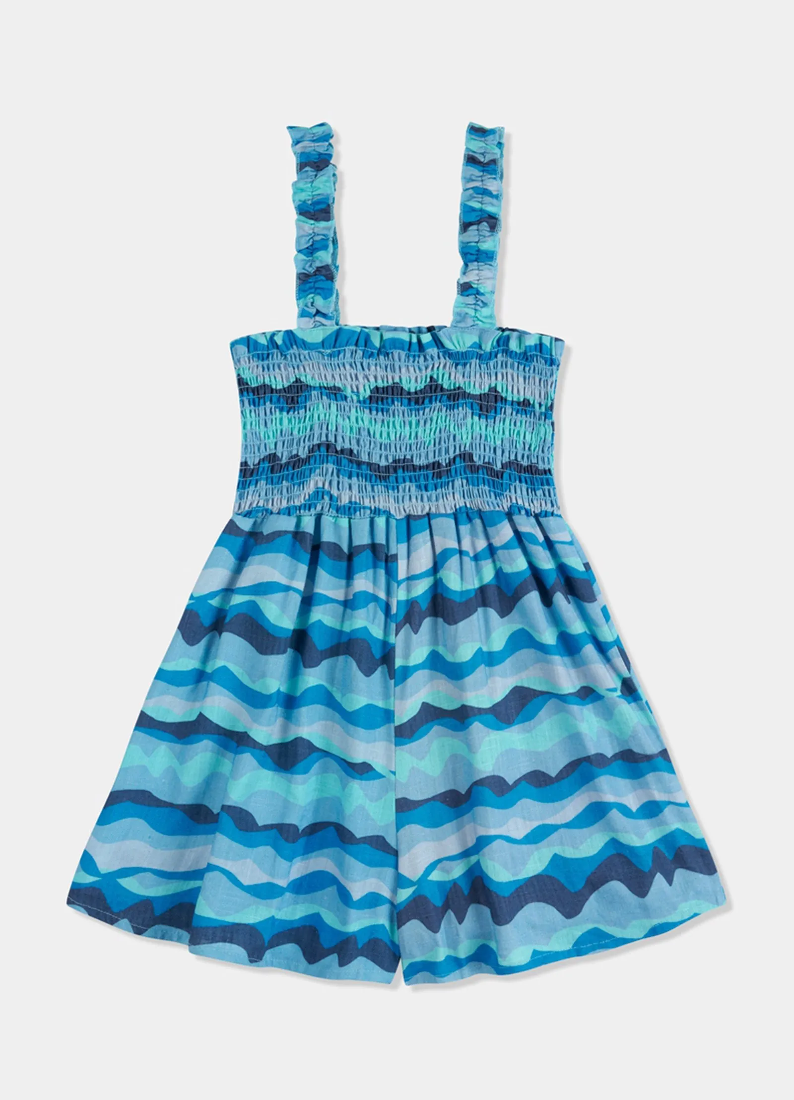 Girls Shirred Playsuit  - Poolside