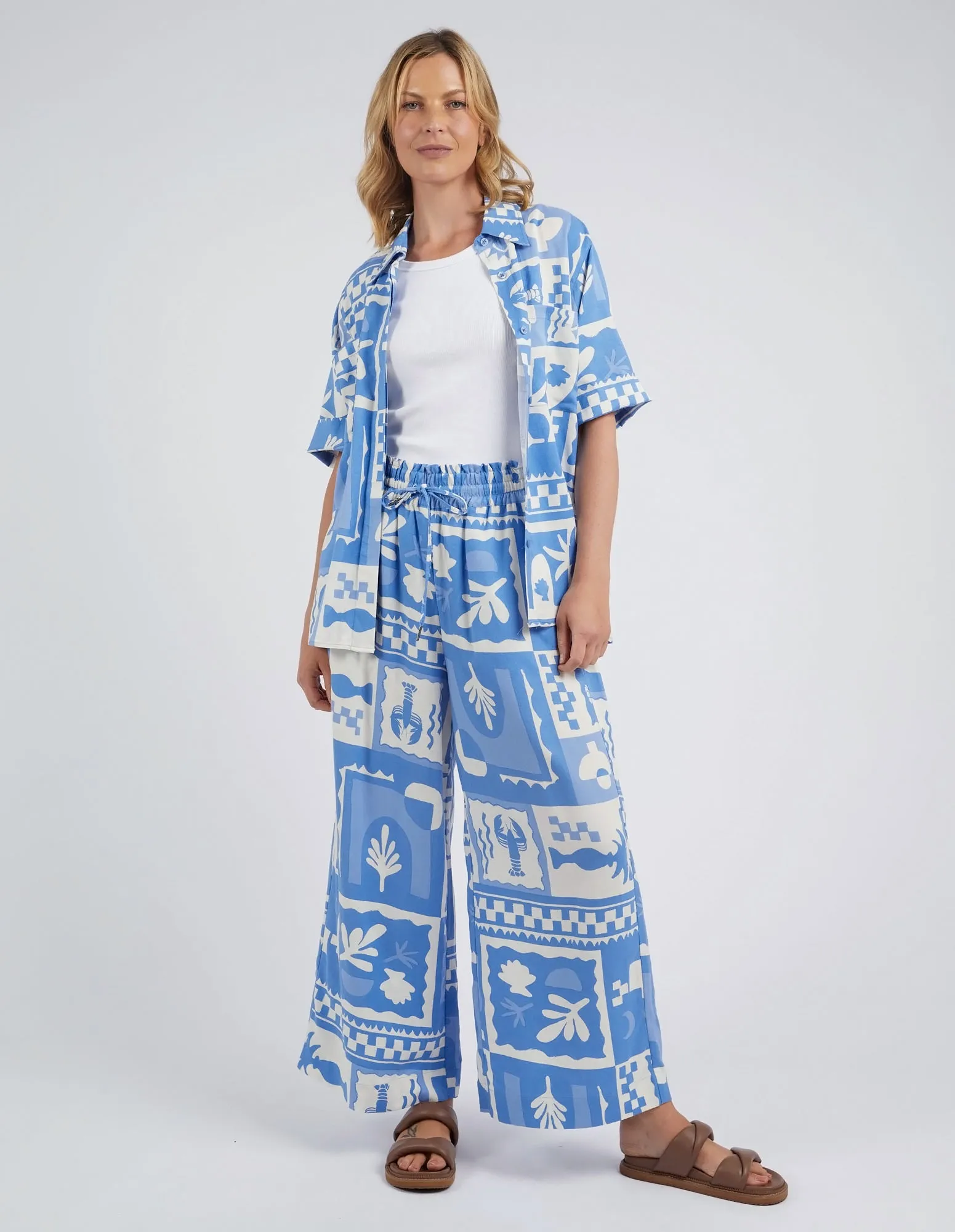 Holiday Sun Pant Cerulean Holiday Print