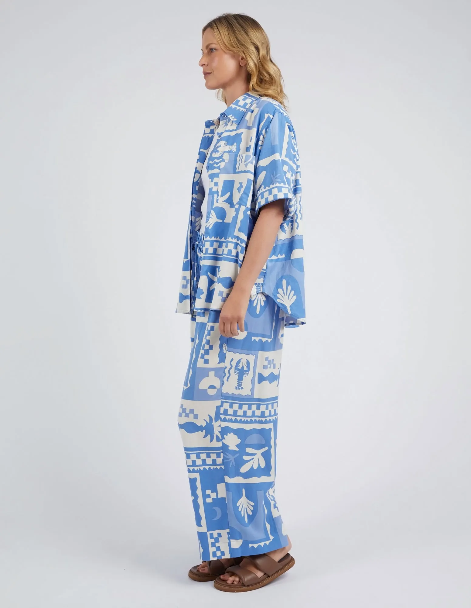 Holiday Sun Pant Cerulean Holiday Print