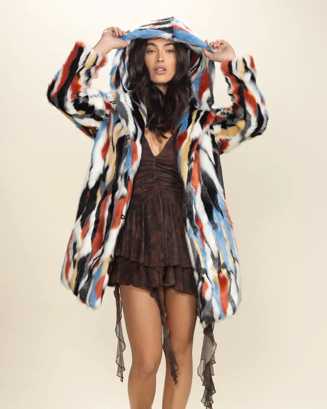 Hooded Women's Faux Fur Coat | Lucky Rabbit