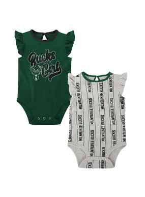 Infant Girls Double Team Milwaukee Bucks 2-Piece Onesie Set