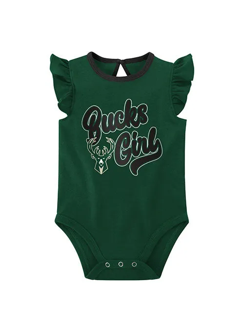 Infant Girls Double Team Milwaukee Bucks 2-Piece Onesie Set