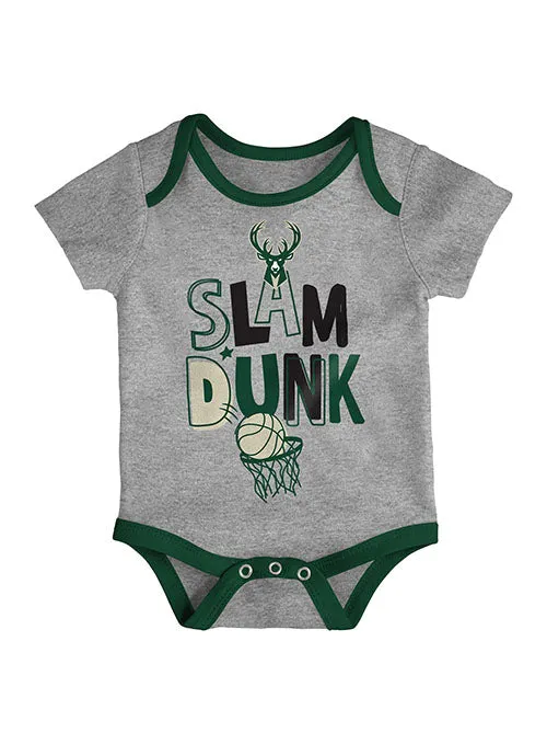 Infant Outerstuff Slam Dunk Milwaukee Bucks 3-Piece Onesie Set