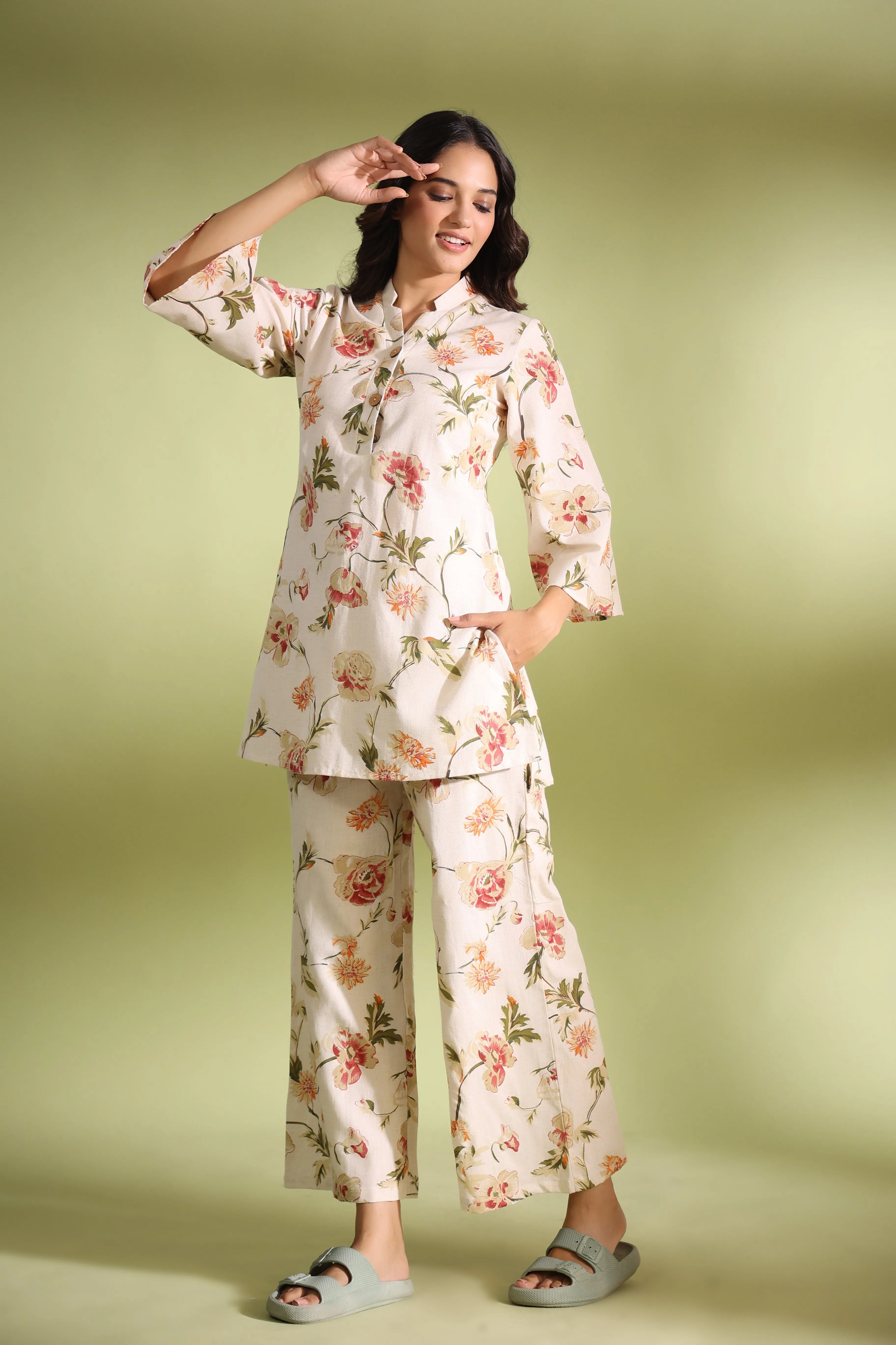 Iris on Off white Cotton Co ord Set