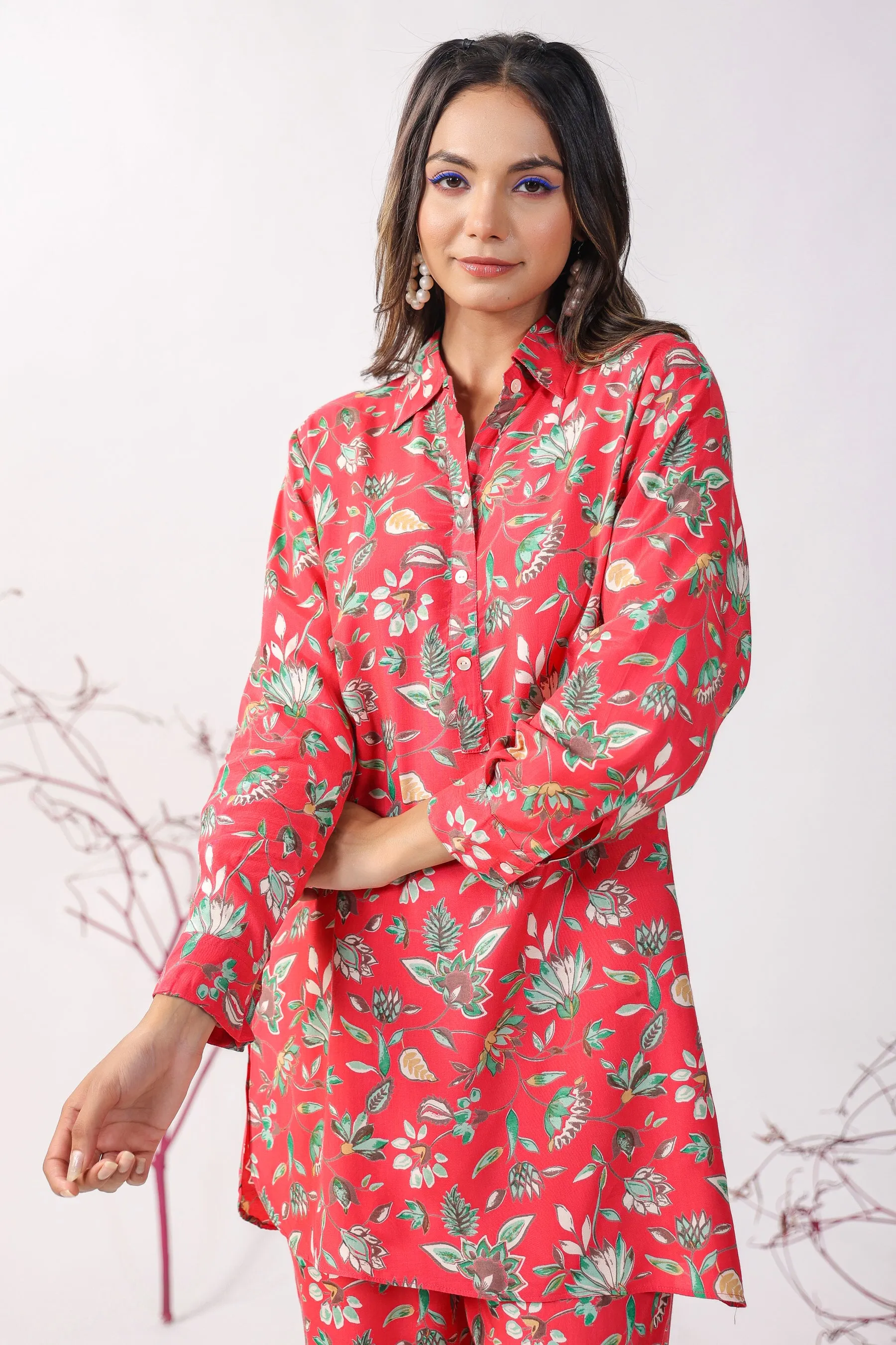 Jaal Print on Russian Silk Co-ord Set