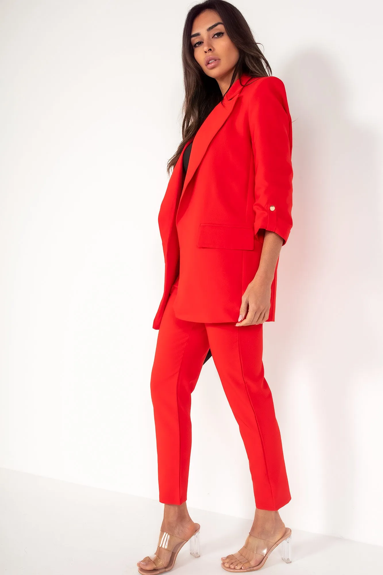 Kaisley Red Padded Shoulder Blazer