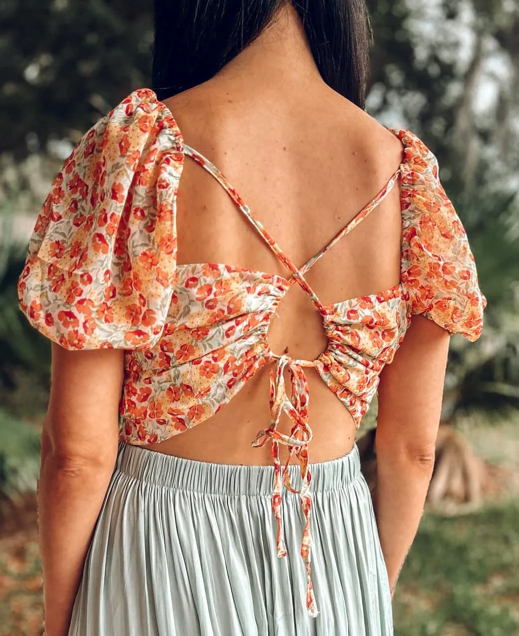 Knew Floral Tie Crop | Coral