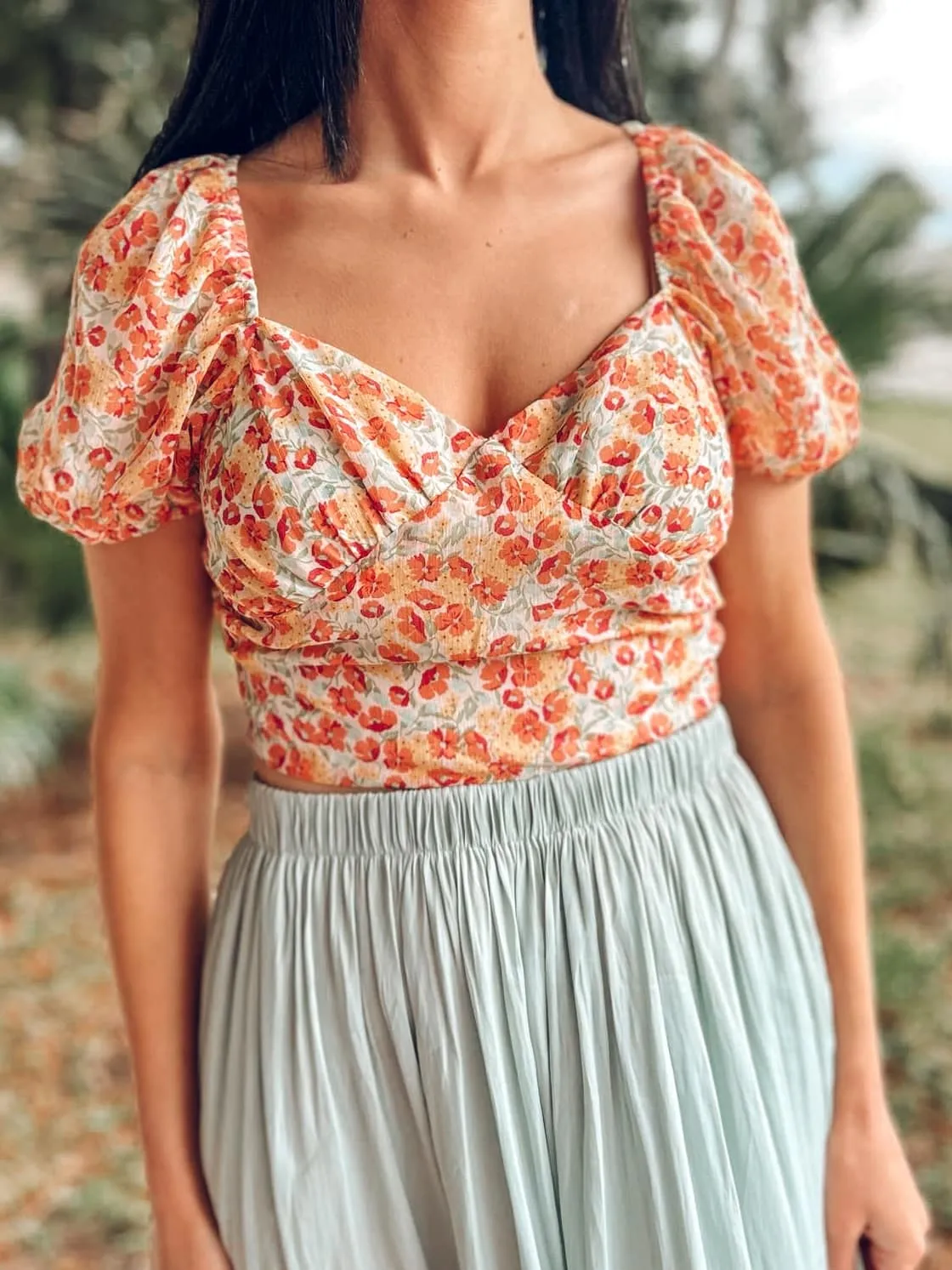 Knew Floral Tie Crop | Coral