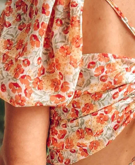 Knew Floral Tie Crop | Coral