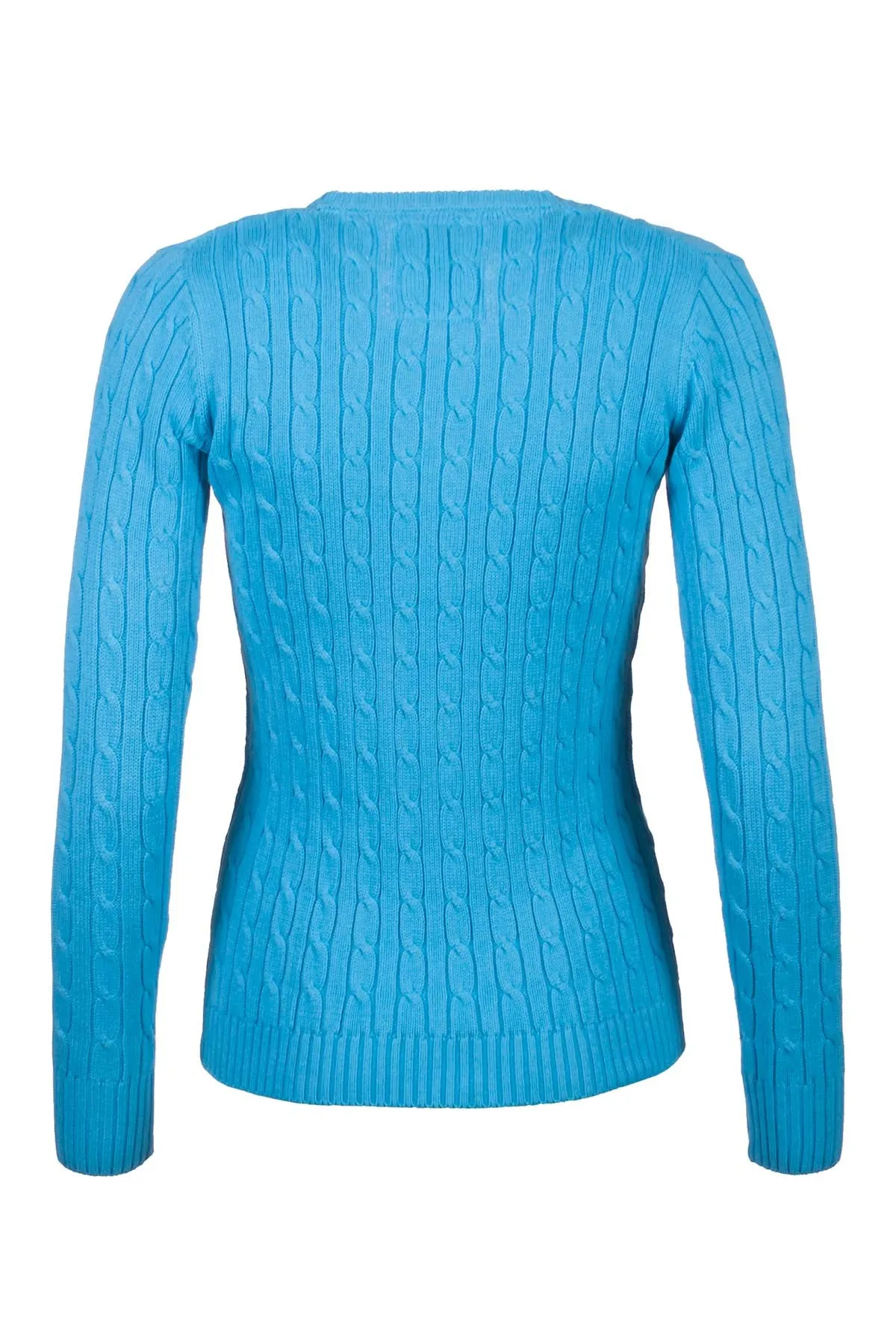 Ladies Cable Knit V Neck Jumper