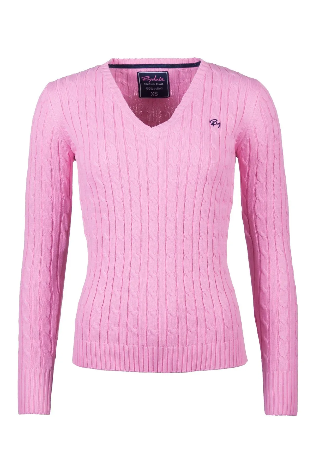 Ladies Cable Knit V Neck Jumper