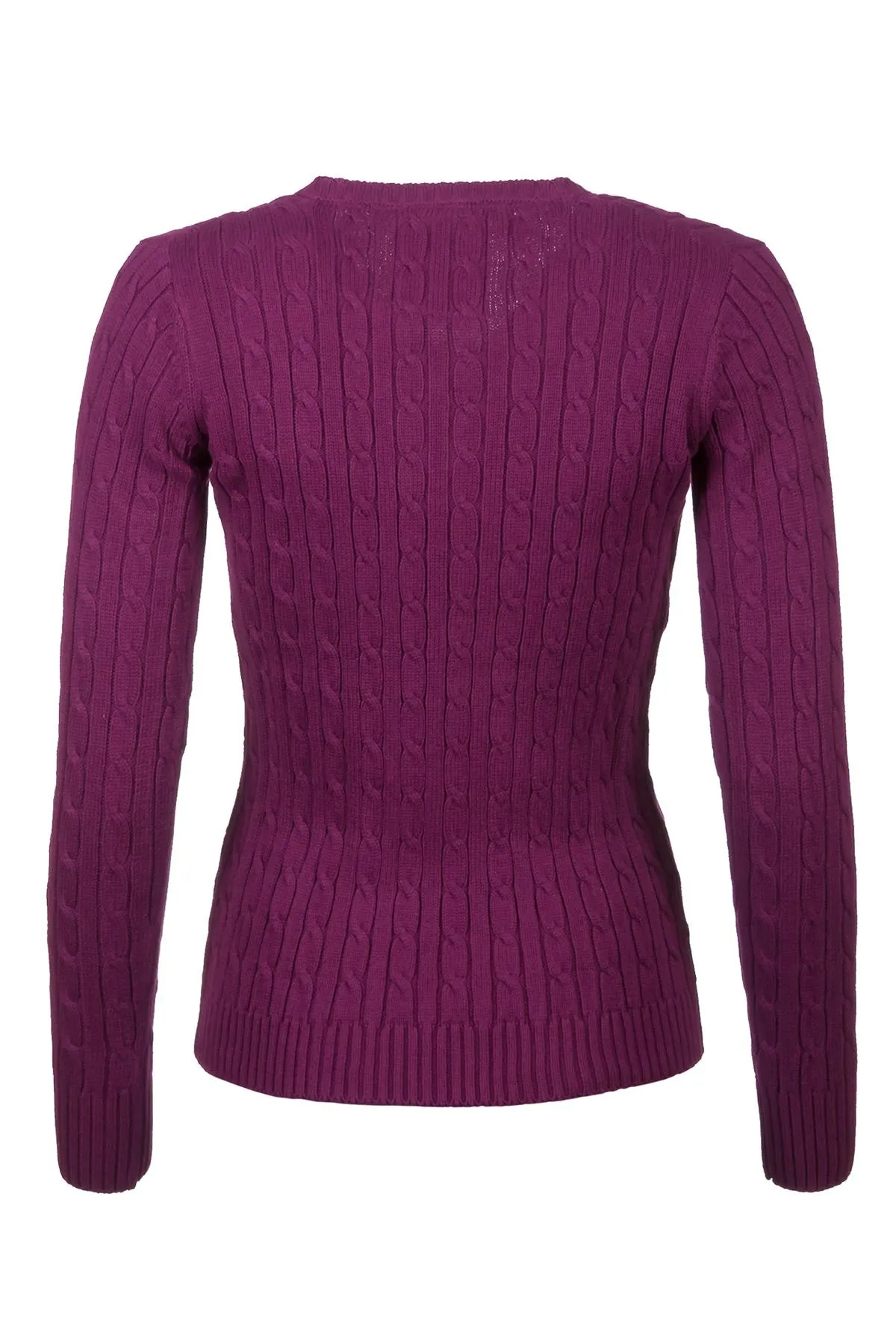 Ladies Cable Knit V Neck Jumper