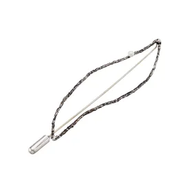 Leaf shaped twigs with fresh water pearl - brooch - silver 925 - black oxidation