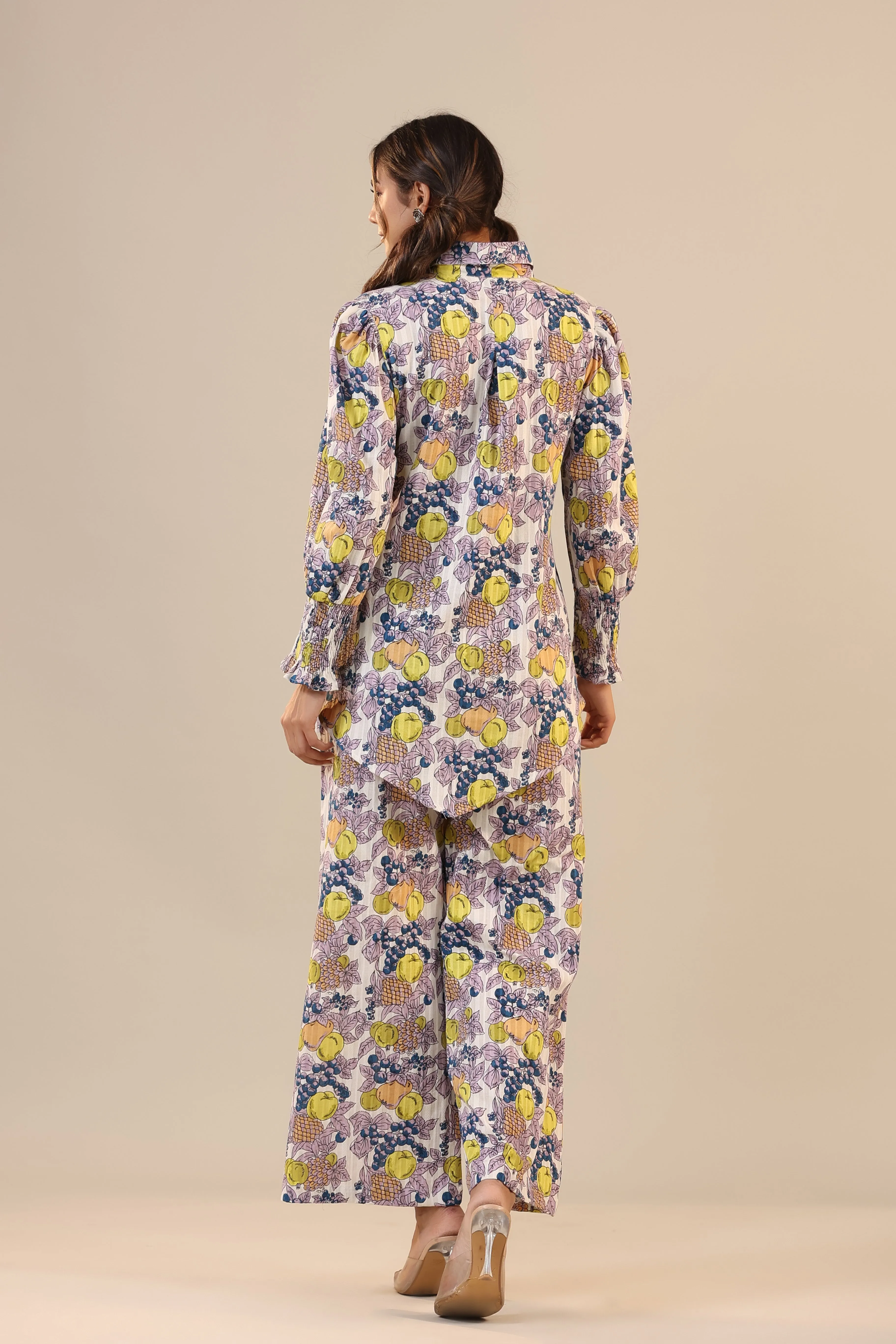 Lemon Pansy Cotton Collared Co ord Set