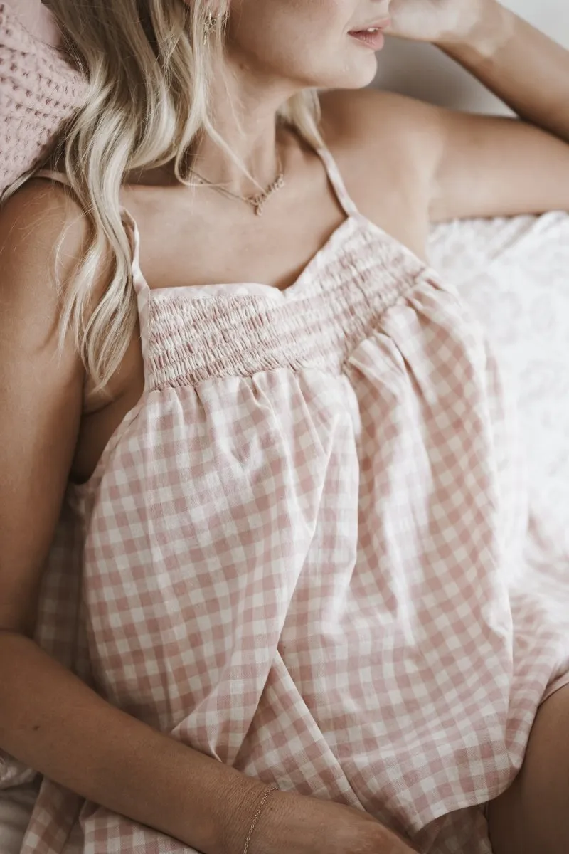 Linen Sets | Gingham - Pink & Cream