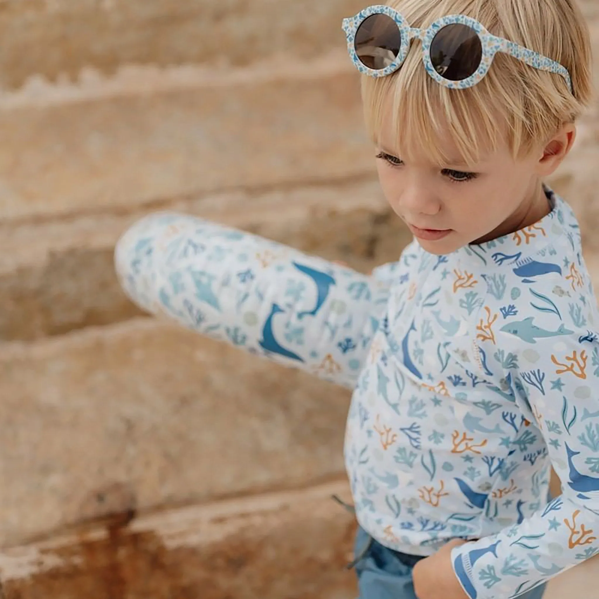 Little Dutch Long-Sleeve Rash Vest - Ocean Dreams Blue