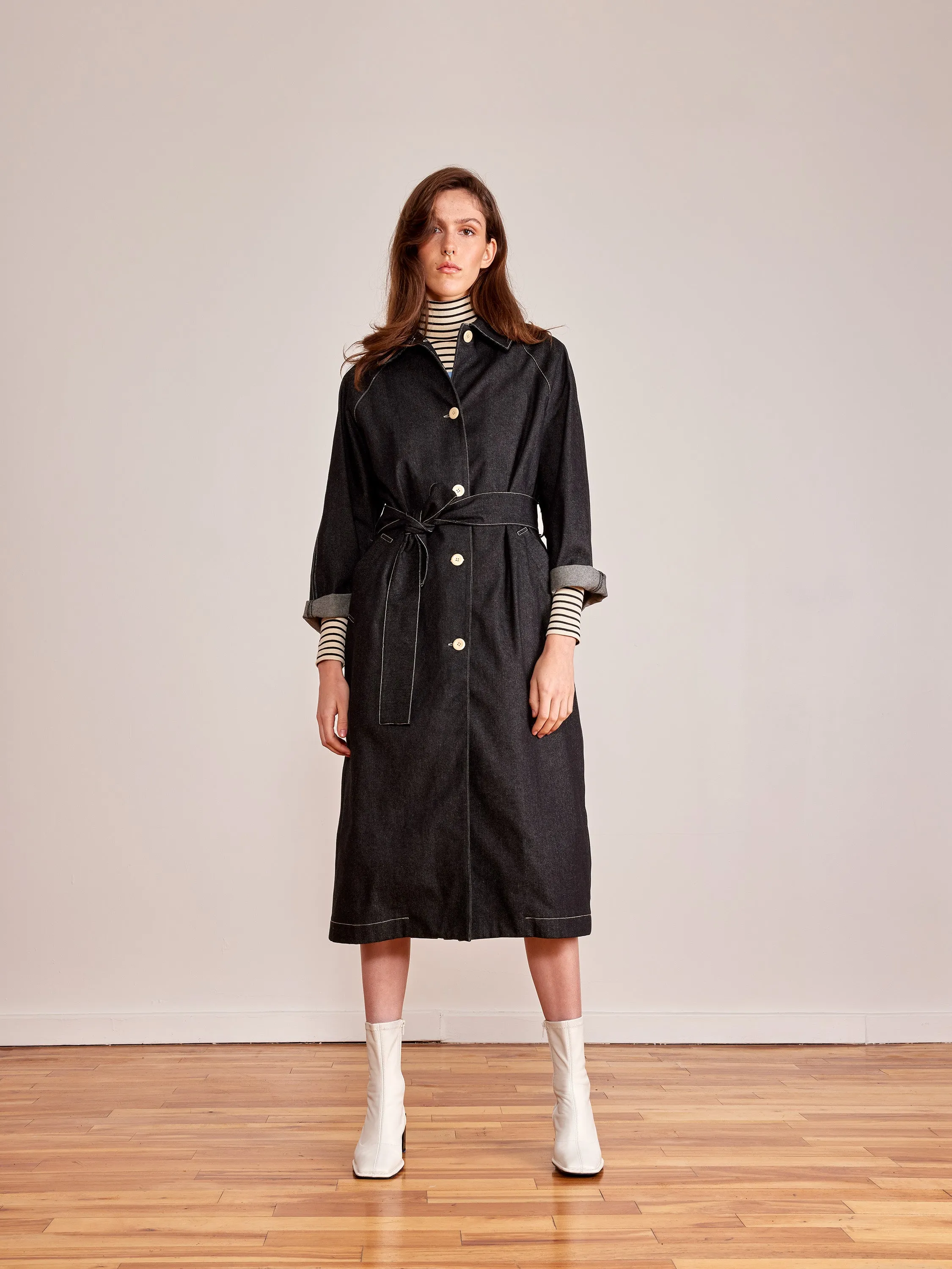 Made to order - EXTRA black denim trench