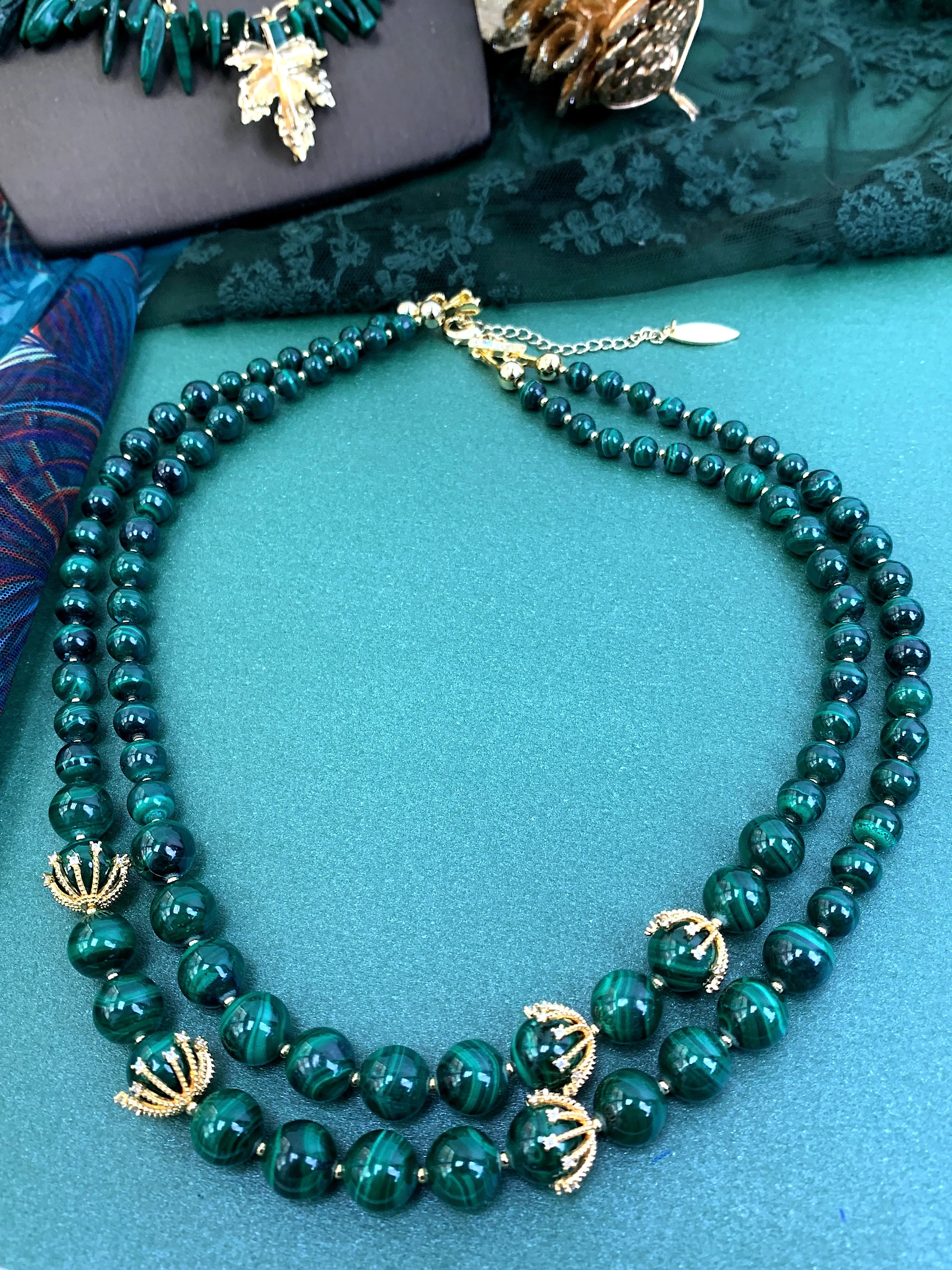 Malachite Double Layers Stunning Necklace HN026