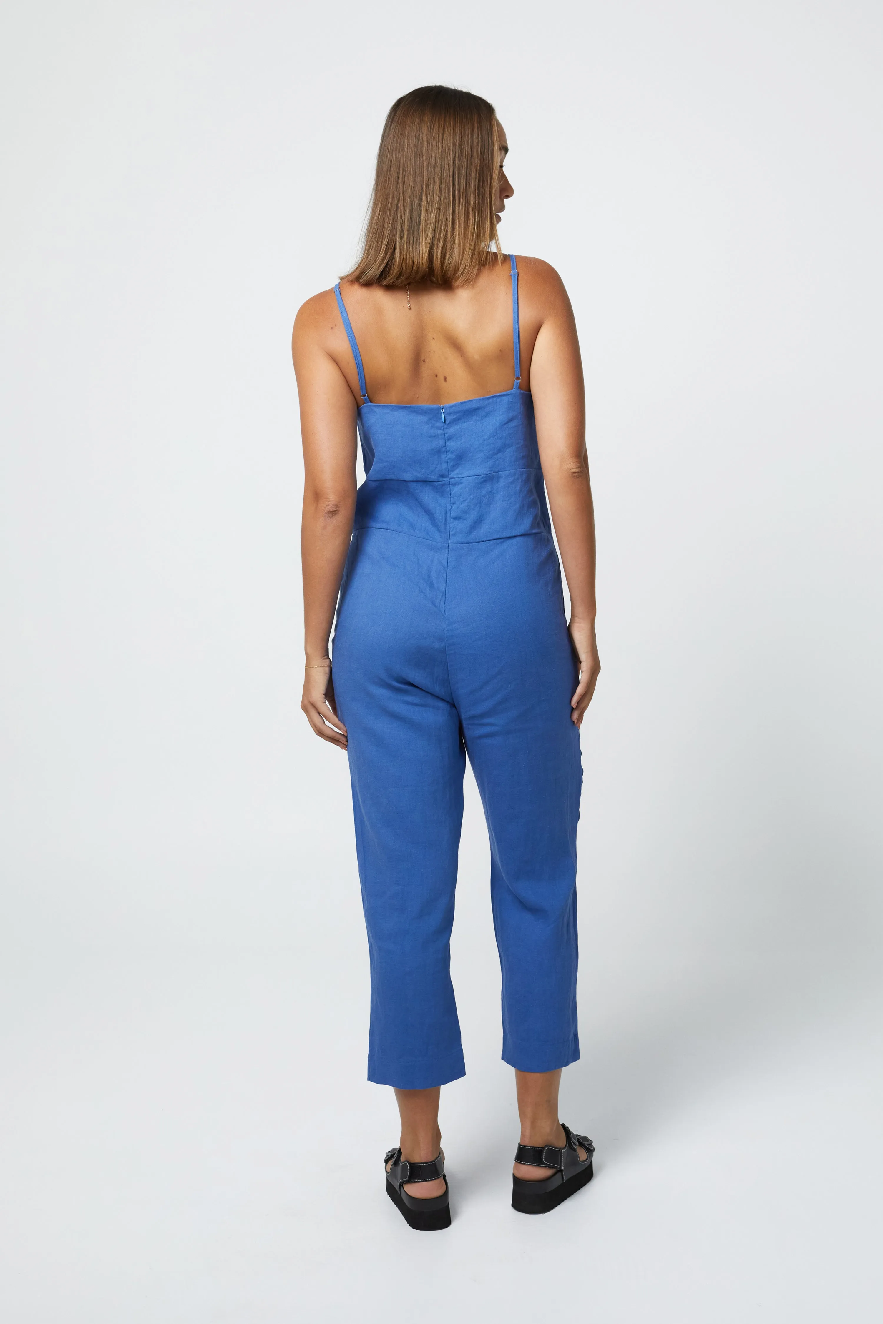 MARLEY LINEN JUMPSUIT - COBALT