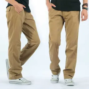 Mens Casual Loose Solid Color Cotton Cargo Pants Outdoor Working Comfortable Pants