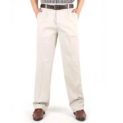 Mens Cotton Loose Wash-and-Wear Casual Pants