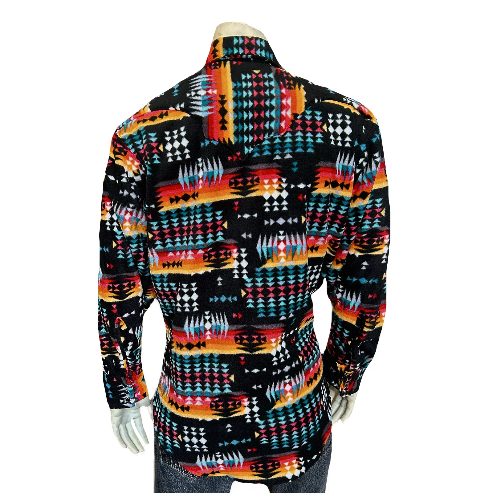 Men's Native Pattern Fleece Western Shirt in Black & Red